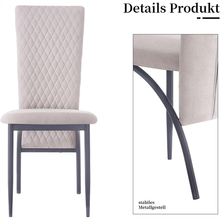 Обідній стілець B&D THADDUS, набір з 4 предметів ретро-сучасний дизайн сірий