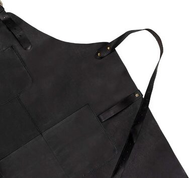 Чоловіча шкіряна фартух для грилю Drakensberg 'Bob', ручної роботи, вінтажний чорний колір