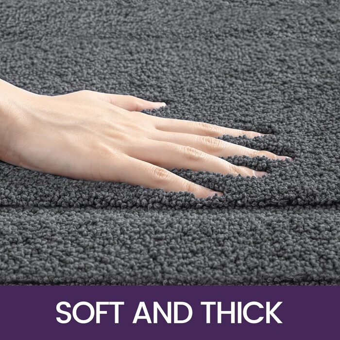 Килимок для ванної кімнати DEXI 60 x 110 см, м'який, нековзний, миючий, сірий