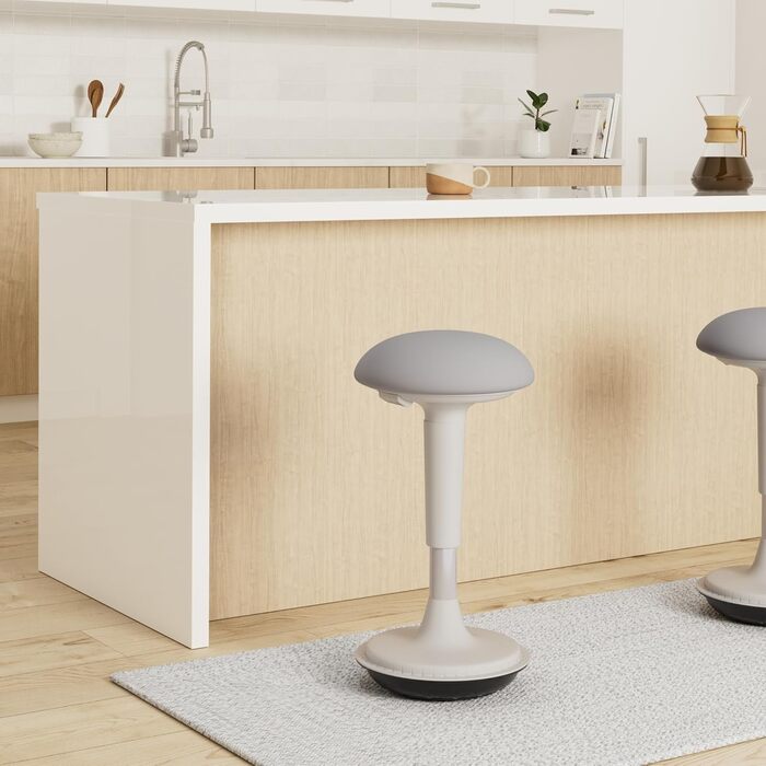 Ергономічний стілець Dynaseat з регулюванням висоти (45-65 см) - для сидіння та стояння, офісний, з ефектом гойдання, допомога при роботі стоячи, білий