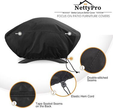 Чохол для гриля NettyPro Q-серії, водонепроникний, захист від УФ, для грилів Q 1400/1000, Baby Q, чорний