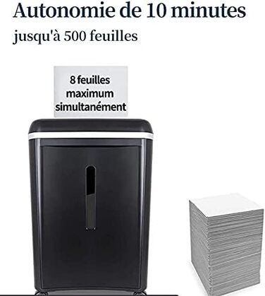 Шредер WOLVERINE P5 для безпечного знищення документів, 8 листів, мікроріз, для паперу та кредитних карт, тихий, знімний контейнер 17л (Чорний)