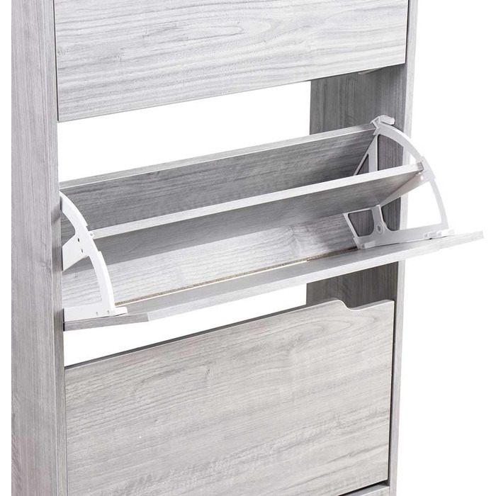 Стеллаж для взуття BAKAJI з МДФ, 4 дверцята, компактний, 63x24x150 см, зелений та дуб