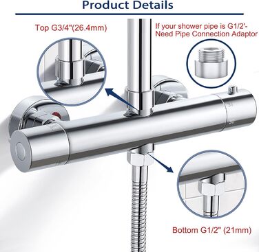 Змішувач для ванни з термостатом, накладний, хром, латунь, з кнопкою безпеки 38°C, для ванни, водопровідний кран, термостат для душу (2 отвори)