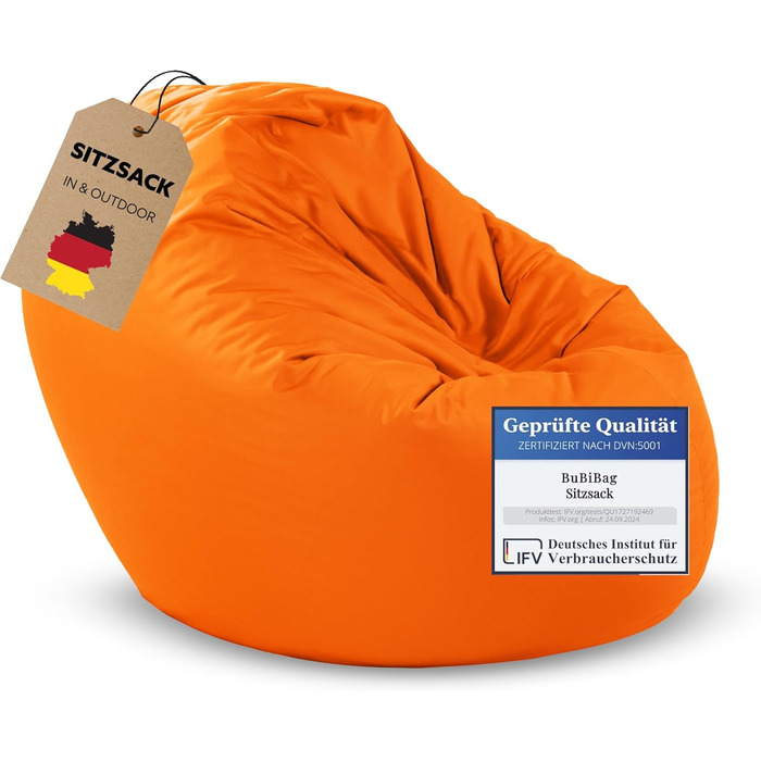 Крісло-мішок BuBiBag 2в1, Ø 85 см, блакитний, для дому та вулиці, водонепроникний, для дітей, середній розмір