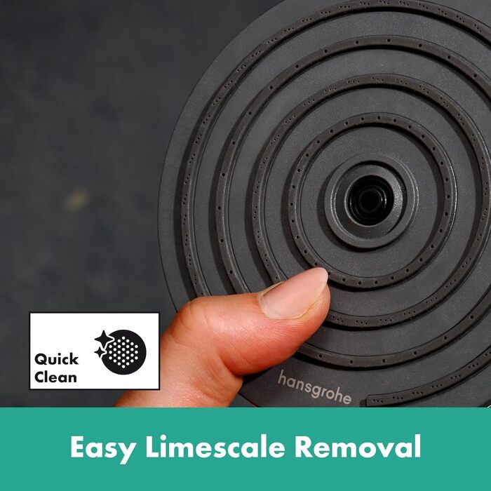 Змішувач Hansgrohe Ecostat Fine - n Aufputz з термостатом (SafetyStop 40°C) для 2 споживачів (чорний мат), комплект з водозберігаючим душем та стійкою 65 см