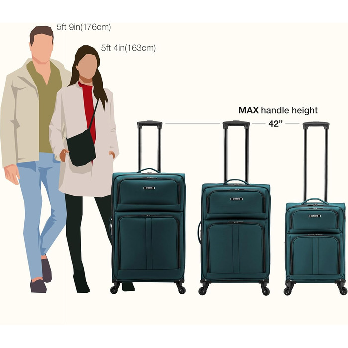 Набір валіз U.S. Traveler Anzio Softside Spinner 3-Piece (22/26/30) блакитно-зелений