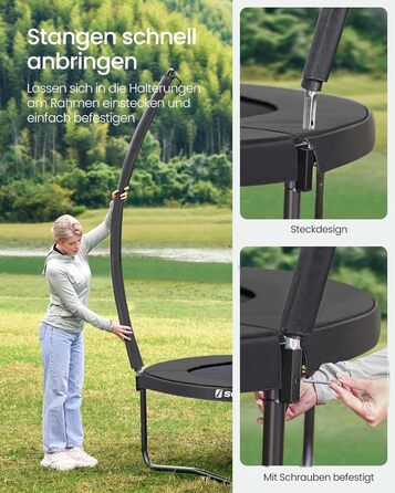 Батут SONGMICS вуличний Ø 244 см з захисною сіткою, драбиною та м'якими стійками - чорний