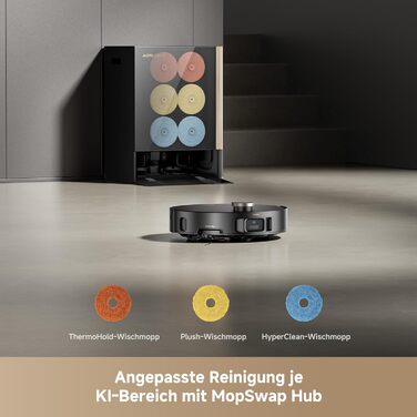 Робот-пилосос Mova V50 Ultra Complete з функцією миття, 24000 Па, подолання перешкод 6 см, навігація Liftable+RGB AI+LED, 80°C гаряча вода, 63°C самостійне сушіння, DuoSolution System, щітка Tricut (Mobius 60)