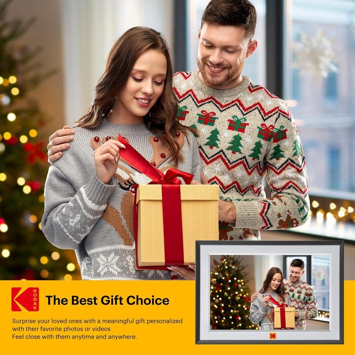 Цифровий фоторамка Kodak 10 дюймів з Wi-Fi, 32GB, IPS HD сенсорний екран, автоповорот, чорний