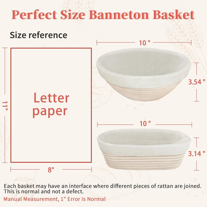 Набір для випічки хліба з закваски Aliggbent: 38 предметів, корзини для бродіння (25,4 см), скляний набір (680 мл), вага, кишені та аксесуари