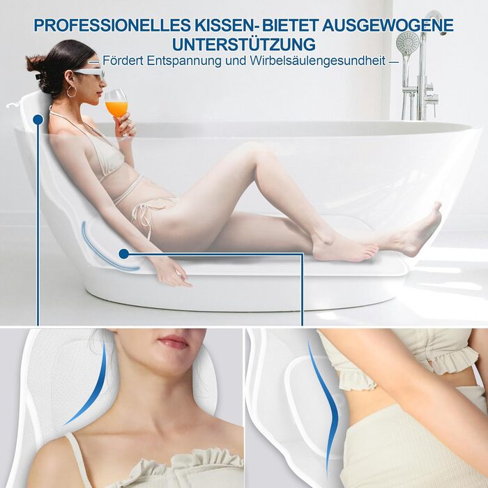 Подушка для ванни Luxus Dicke: повне тіло, підтримка голови, шиї та плечей. Комфорт та розслаблення. Аксесуари для спа.
