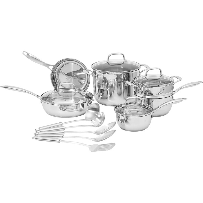 Набір посуду Domopolis Basics, нержавіюча сталь, 15 предметів