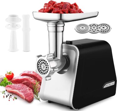 Електрична м'ясорубка COOCHEER 2000W з нержавіючої сталі 3-в-1, з набором для ковбас та кіббе