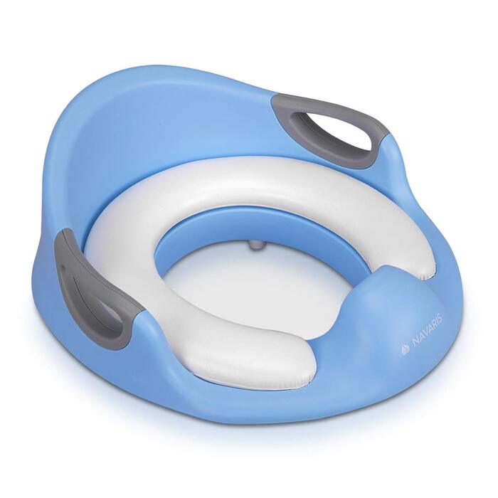 Насадка на унітаз Navaris для дітей (12 міс - 7 років) з антиковзним покриттям, ручками та захистом від бризок - синій