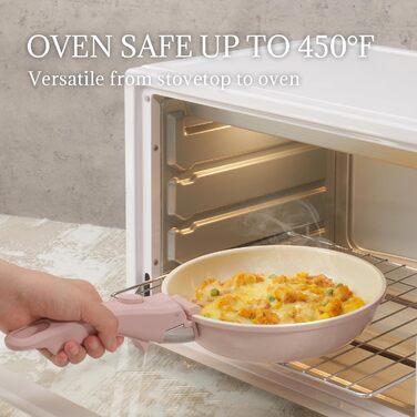 Набір каструль та сковорідок 23 частини з антипригарним покриттям. Підходить для всіх типів плит, духовка, без PFAS, PTFE, PFOA. Кремово-білий (8 предметів рожевий)