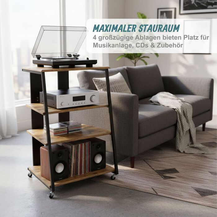 Стеллаж Relaxdays для Hi-Fi апаратури з 4 полицями