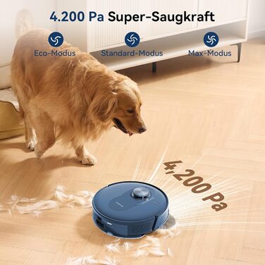 Робот-пилосос Proscenic Q8 з функцією миття 4200Pa, 200хв, потужний, з лазерною навігацією, 5 карт, керування через APP, Alexa, Siri, IFTTT, для підлоги та килима, видалення шерсті тварин, блакитний