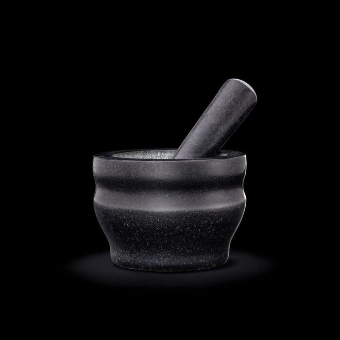 Cole & Mason Worcester: Гранітний ступка та товкачок, чорний, 18 см для спецій та трав