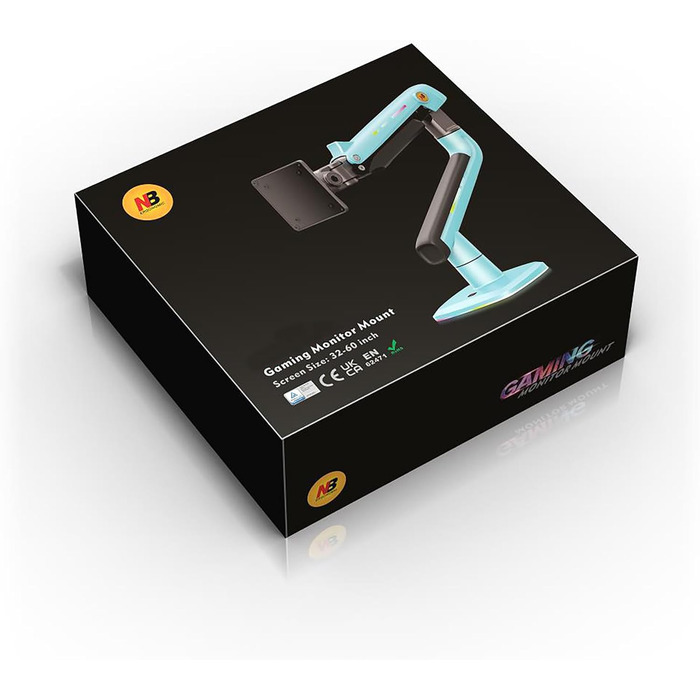 Кріплення для монітора NB Ergonomic для широких моніторів до 60 дюймів, RGB, навантаження до 20 кг, VESA 75/100 (Gulf Blue)
