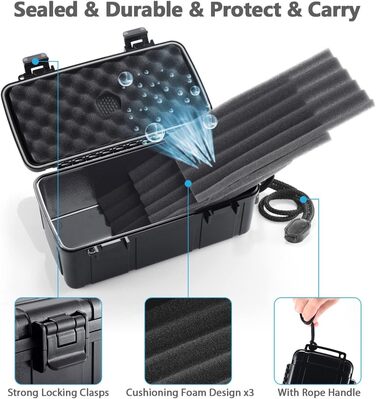 Портативний цигарний вологозбережувач (гумодор) у кейсі, водонепроникний, для 10 цигарок, розмір L (23,8 x 12,7 x 9,6 см)