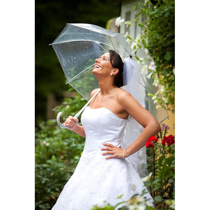 Прозора парасолька, біла парасолька-тростина Ø 95 см елегантна модна родзинка (, кишенькова парасолька)