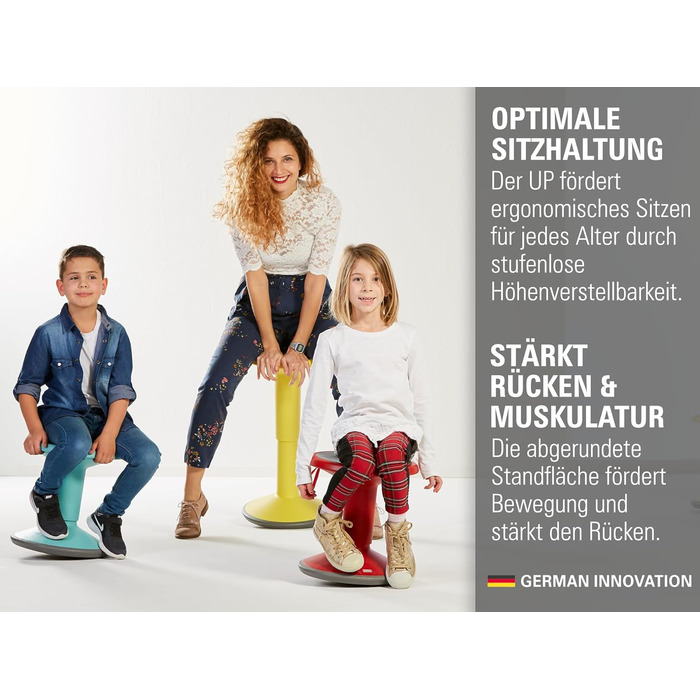 Ергономічний пуф Interstuhl UPis1 з ефектом гойдання - регульована висота, неслизьке дно та захист від перекидання - офісний пуф (Червоний, UP Junior)