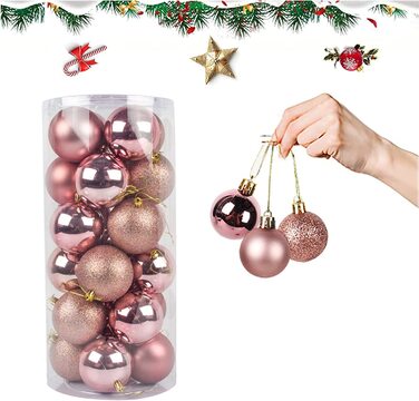 Пластикові різдвяні кулі, 4 см пластикові різнокольорові різдвяні кулі з рожевого золота Різдвяні ялинкові кулі небиткі ялинкові прикраси Hangek