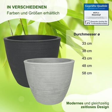 Квітчарня Milano: круглий горщик для квітів, Ø58 см, антрацит - вологостійкий, UV-стійкий