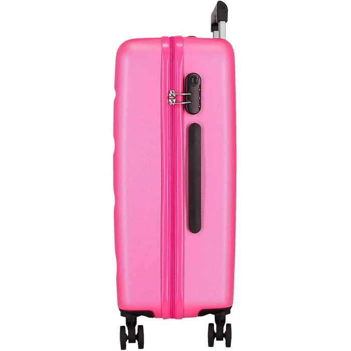 Чохол-валіза Roll Road Flex з ABS-пластику, кодований замок, 4 колеса, ручна поклажа, практичний інтер'єр, набір 2 шт., рожевий