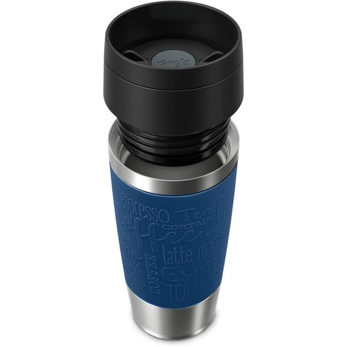 Термокружка Emsa N20210 Travel Mug Classic, 0.36 л, нержавіюча сталь, 4 години гаряче, 8 годин холодне, герметична, для миття в посудомийній машині, 360° клапан, темно-синій