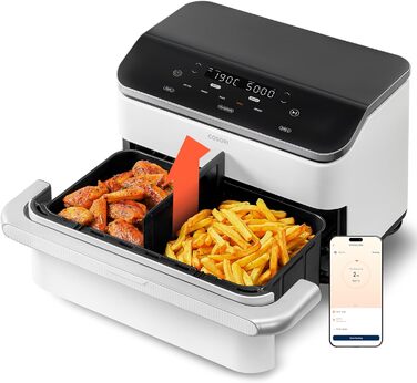 Фритюрниця COSORI Dual Blaze TwinFry з 2 камерами, 10 л, з 4 нагрівальними елементами, чорна