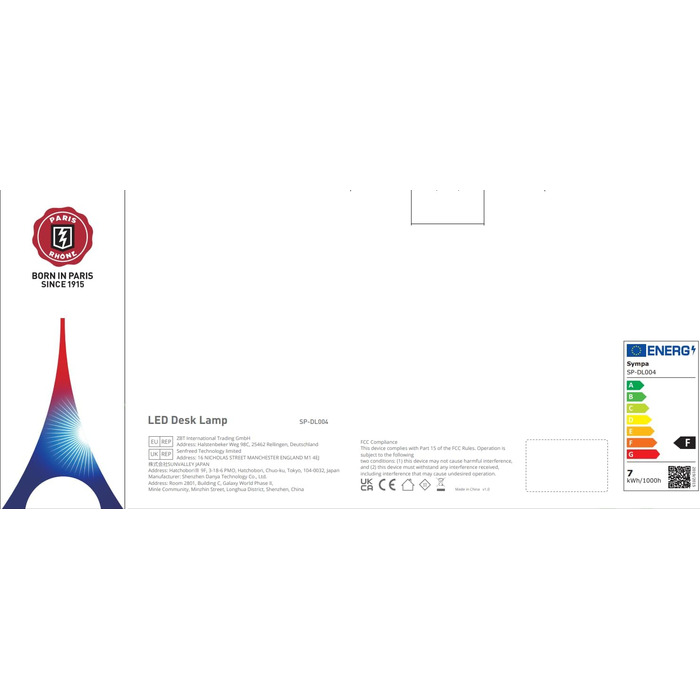 Світлодіодна настільна лампа sympa, з можливістю регулювання яскравості, 7 рівнів яскравості, USB, сенсорний, пам'ять, чорний (B-сріблястий)