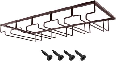 Підставка для келихів з дроту під шафу MOCOUM, 5 рядів, коричнева