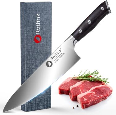 Ніж кухарський Messer 18 см, професійний, з нержавіючої сталі, з ергономічною ручкою з ебоні, кут заточування 15°, подарункова коробка, гарантія 10 років