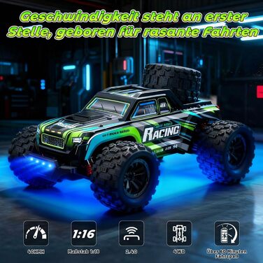 RC Автомобіль 1:18 - Швидкісний позашляховик 2.4GHz з LED підсвіткою, 2 батареї, 25 км/год, для хлопчиків від 3 років