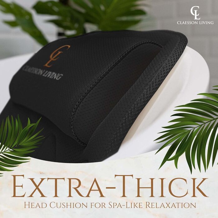 Подушка для ванни повного тіла 125x43 см - килимок для ванни з підголовником для підтримки шиї, спини та ніг - з мішком для прання та подорожей та гачком для швидкого сушіння - (Чорний)