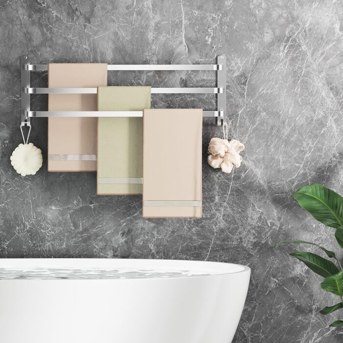 Тримач для рушників 80 см без свердління, срібний, для ванної кімнати та кухні