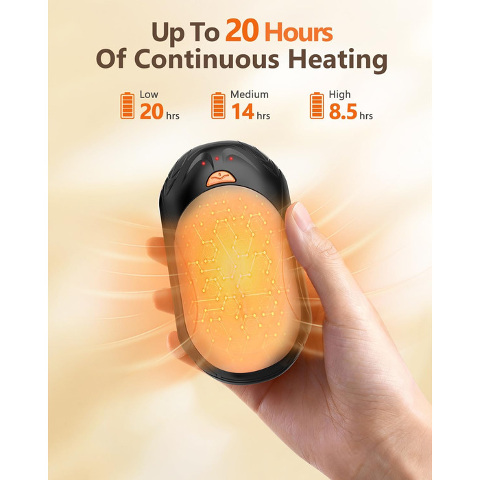 Електричні грілки для рук BOSONER 2 шт. 6000mAh USB, портативні, для чоловіків та жінок, чорні