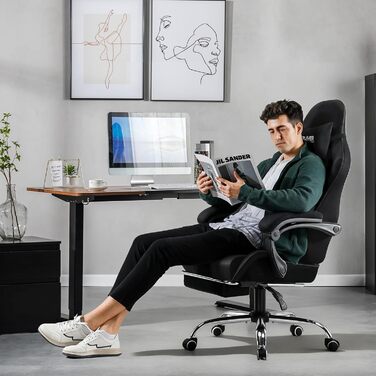 Ігрове крісло GTPLAYER з підніжкою, підголовником та масажем спини, біле (чорне, тканина)