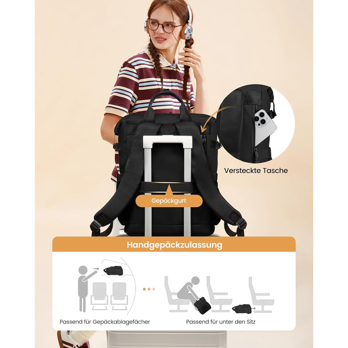 LOVEVOOK Рюкзак для жінок з відділенням для ноутбука 15.6 дюймів, шкільний, для подорожей, університету, бізнесу (17,3 дюйми, чорний)