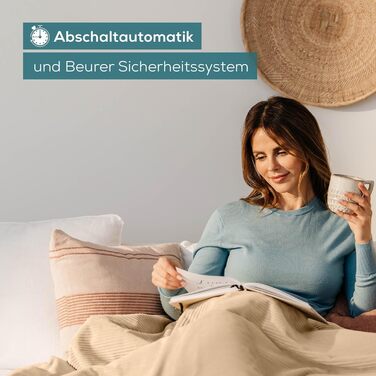 Електрична ковдра Beurer HD 80 Cord beige - тепла та затишна ковдра з 6 рівнями нагріву, функцією автовимкнення та системою безпеки, з м'якого корду