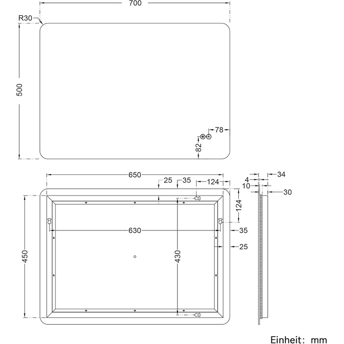 Дзеркало для ванної кімнати SONNI з підсвічуванням 80x60 см, IP44, холодне біле світло