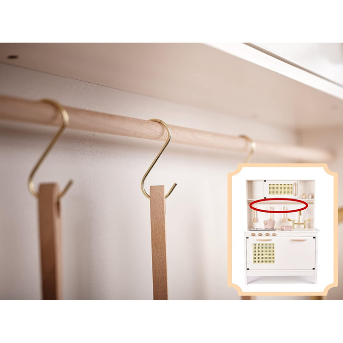 Дерев'яна дитяча кухня з мийкою, духовкою та витяжкою, з сосни та берези (Модель 2)