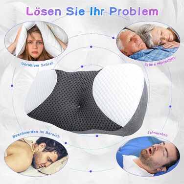 Подушка для шиї SAHEYER - ергономічна подушка з піни з ефектом пам'яті для комфортного сну (60*30*8/12см)