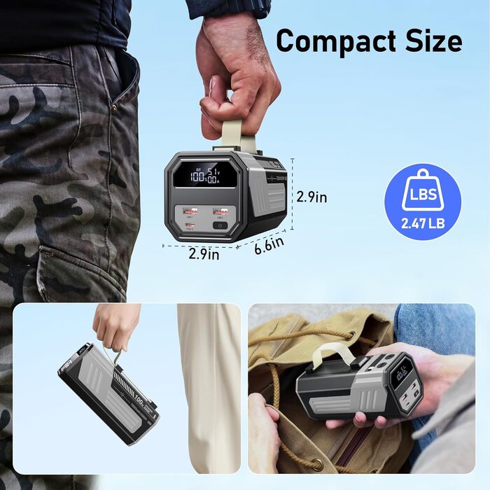 Power Bank 70000mAh 100W з USB-C, кабель, сірий - портативний акумулятор для iPhone, iPad, Samsung