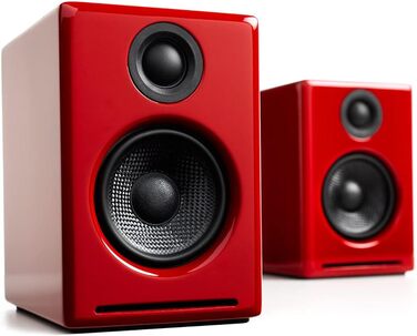 Бездротовий динамік Audioengine A2 HD, aptX HD Bluetooth, стерео 60 Вт (червоний, настільний комп'ютер)