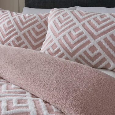 Комплект термопостільної білизни Sleepdown Geo Jacquard Fleece двоспальне ліжко (200x200 см) рум'яна рожево-білий