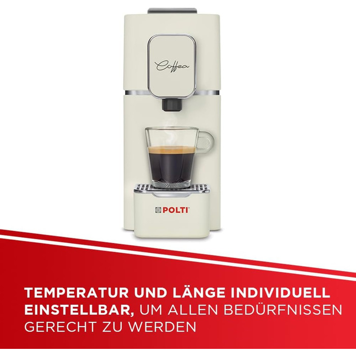 POLTI Coffea S15W: Еспресо-машина з сумісністю з E.S.E. Pads 44 мм, об'єм бака 0,85 л, тиск помпи 19 Bar, білий колір (бежевий)