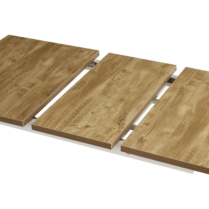 Розсувний обідній стіл B&D LARS 120-160 x 80 см для кухні, 4-6 осіб, стиль Industrial Modern, колір дикий дуб, чорне металеве підстав'я, 11202-XS-EIWL